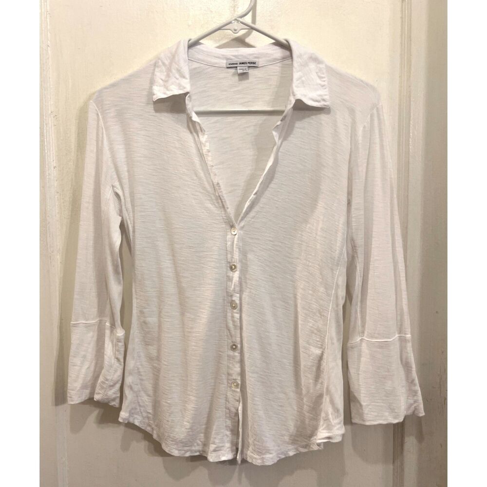 Standard JAMES PERSE White Cotton Button Down Shirt Top   Women's Size 2 Medium - Picture 2 of 10
